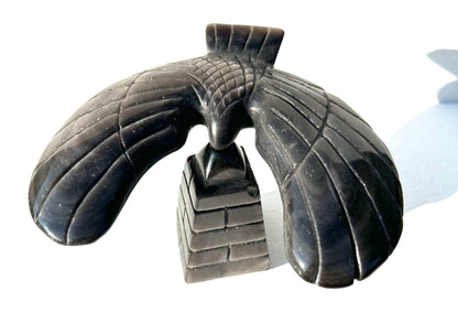 Silver Sheen Obsidian Eagle Balance Bird with Stand