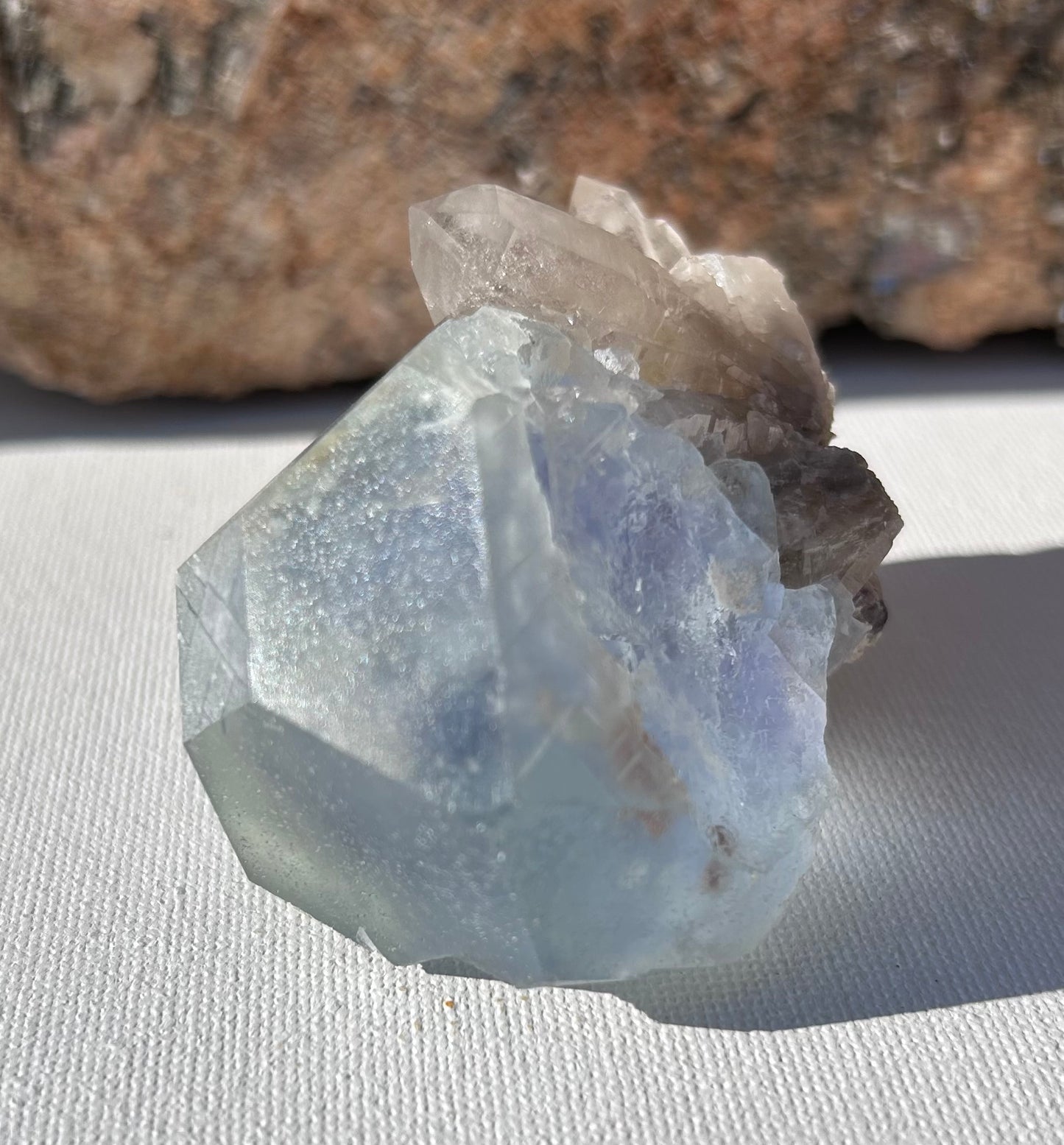 Icy Blue Fluorite with Quartz Points