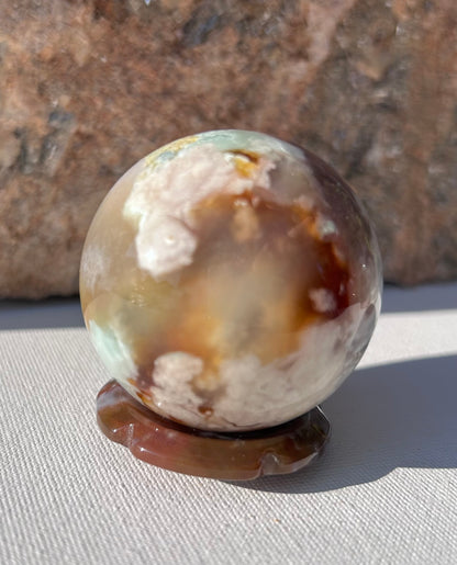 Ocean Jasper Flower Shaped Sphere Holder