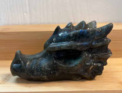 Flashy Labradorite Dragon Skull