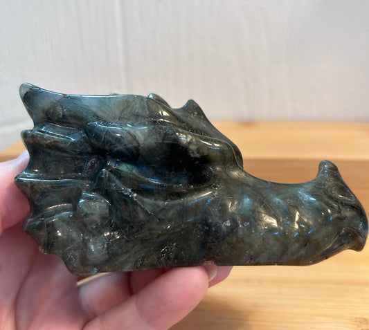 Flashy Labradorite Dragon Skull