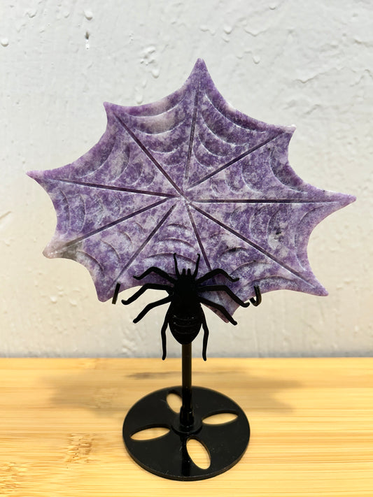 Lepidolite Spider Web with Stand