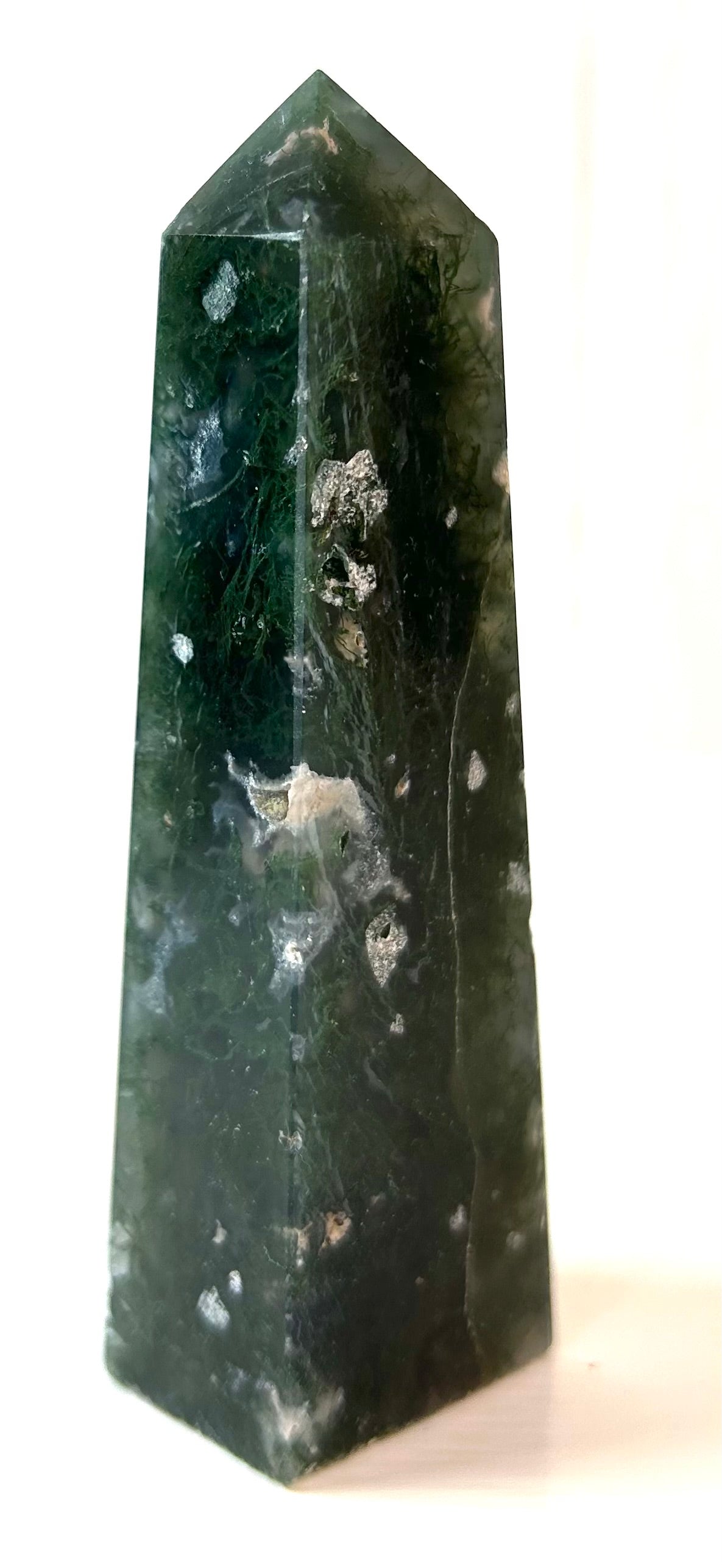Moss Agate Obelisk (Medium) | A - G